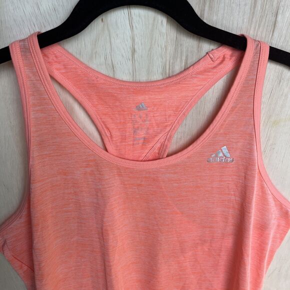 Adidas Womens Size Large Pullover Tank Top Shirt Racerback Cut Out Back Orange - Picture 2 of 6
